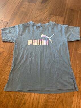 Puma Girls Graphic Short Sleeve T-Shirt Blue Size L 12-14